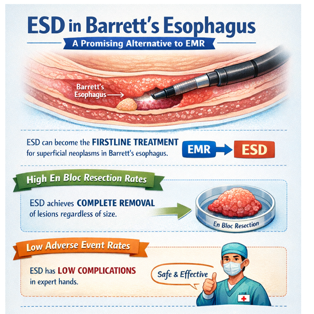 Clinical effectiveness of endoscopic submucosal dissection in the management of superficial esophageal neoplasms associated with barrett’s esophagus